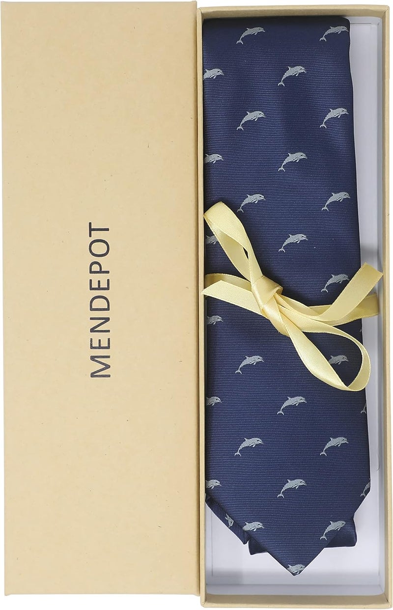 MENDEPOT Animal Pattern Necktie With Gift Box Sea Animal Pattern Tie Father's Day Birthday Gift Tie - Image 4